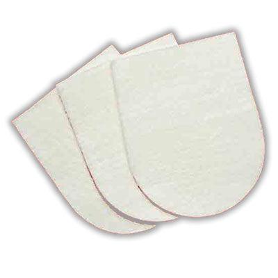 Image of three white gauze pads in the shape of a dog bootie